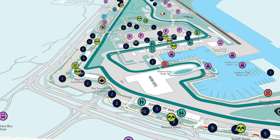 Guiado en interiores y exteriores para el  Gran Premio de Formula 1 Etihad Airways Abu Dhabi 2022